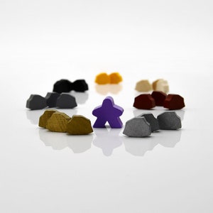 Coal / Gold / Stone / Silver / Rock 14x10mm [15 colors] Wooden Resource Token to Board Games