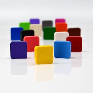 19x19x6mm SQUARE [18 Farben] Holzblöcke zu Kriegsspielen
