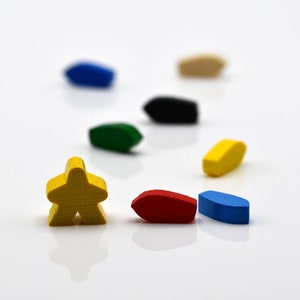 Mini Boat 18x8mm [23 colors] Wooden Token to Board Games