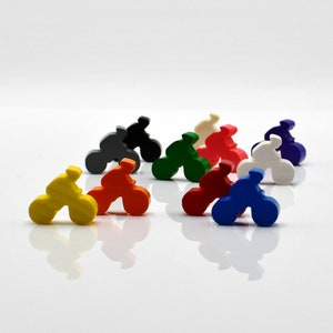 Biker / Cyclist / Bicycle Rider 24x20mm [20 colors] Wooden Token to Board Games