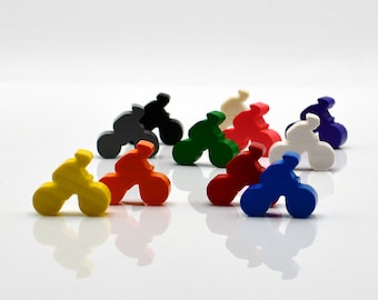 Biker / Cyclist / Bicycle Rider 24x20mm [20 colors] Wooden Token to Board Games