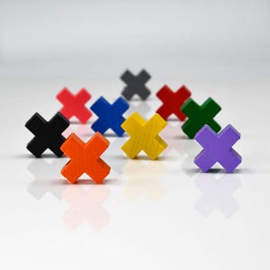 Ficha de madeira Cross-Medium / X / Plus / Raio-X 20 x 20 mm [16 cores] para jogos de tabuleiro