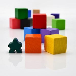 20mm Large CUBE [17 colors] Wooden Token to Board Games