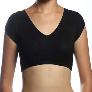 V neck, crop top, modest top, half shirt, undershirt