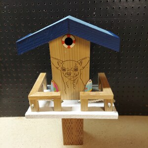 Surfing Chihuahua - 100% western red cedar birdhouse / feeder - easy cleanout on back - ONE OF A KIND. Never make anything twice! (293)