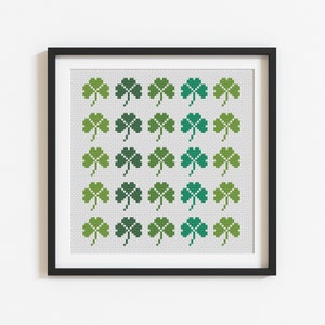 Clovers Cross Stitch Pattern | St. Patrick&#39;s Day Cross Stitch Pattern | Beginner&#39;s Cross Stitch | Modern Cross Stitch | PDF Download