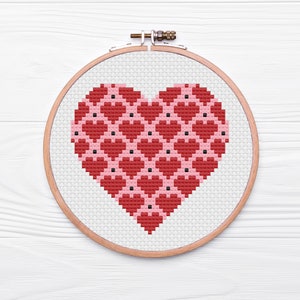 Hearts in a Heart Cross Stitch Pattern | Valentine's Day | Mother's Day | Modern Cross Stitch | Beginner's Cross Stitch | PDF Download