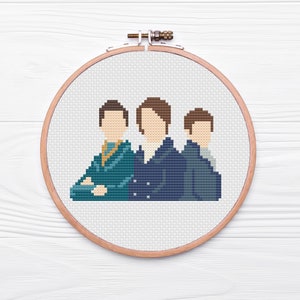 Kruissteekpatroon Bridgerton Brothers | Anthony, Benedict en Colin | Moderne kruissteek | Kruissteek voor beginners | Borduurpatroon |