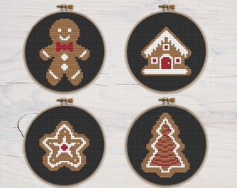 Gingerbread Cookies Cross Stitch Pattern | Christmas Cross Stitch | Beginner's Cross Stitch | Modern Cross Stitch | Embroidery Pattern