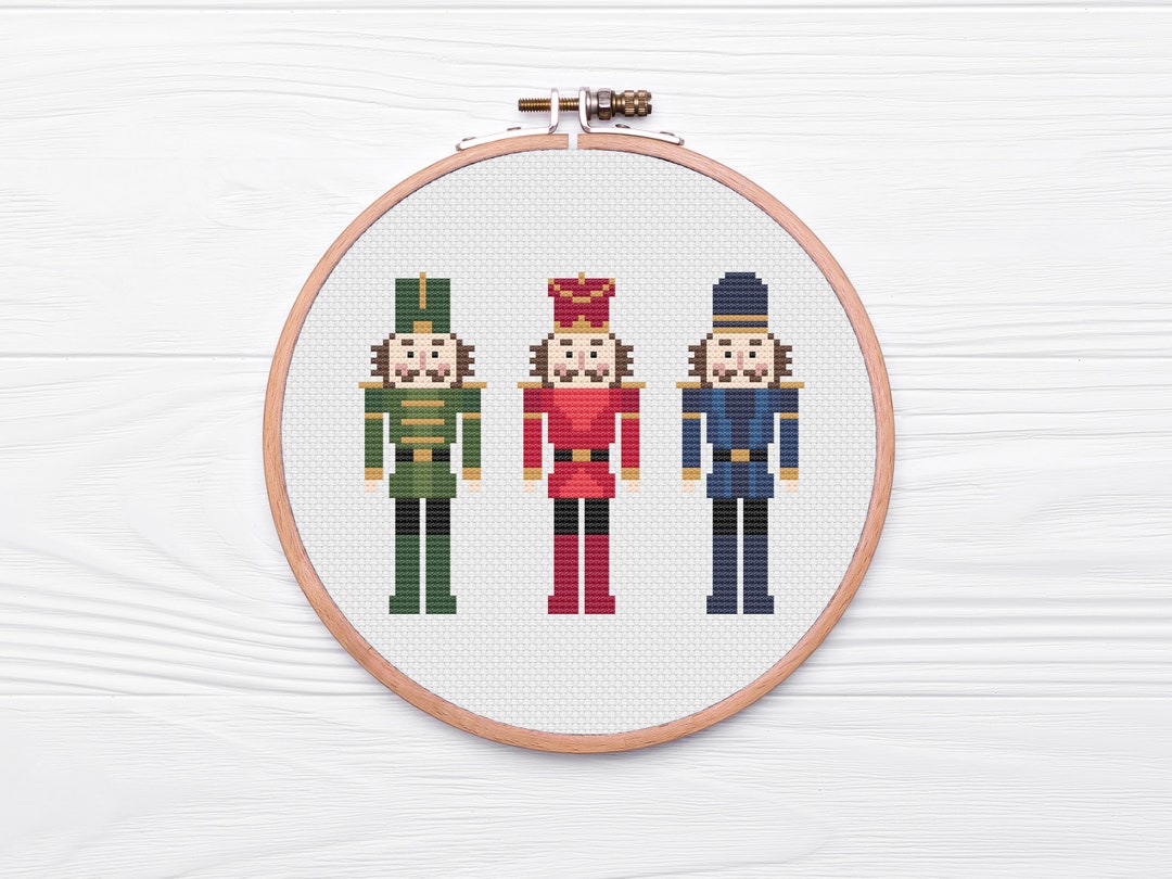 3 Nutcrackers Cross Stitch Pattern Christmas Cross Stitch Modern Cross Stitch Beginner's Cross