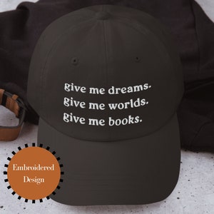 Embroidered Give Me Books Baseball Hat, Embroidered Reading Hat, Bookish Dad Hat, Bookish Embroidered Baseball Hat