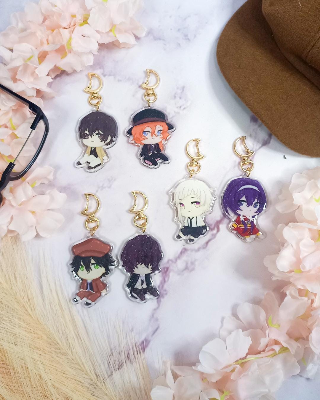Set 8 Portachiavi Anime Bungo Stray Dogs - Personaggi In Acrilico, Ciondoli 5cm Per Zaino E Chiavi, Regalo Fan