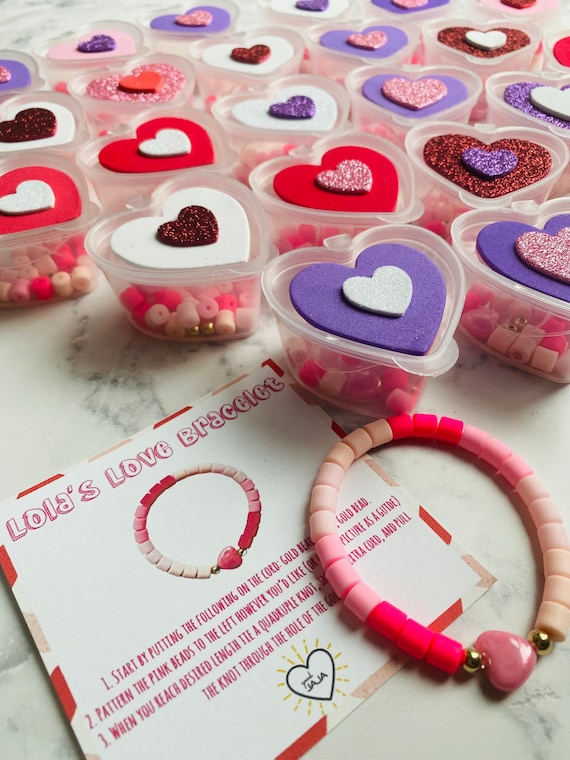 Girls Party Favor Bracelet Kits, Love Bracelet DIY Kits, Heart Bracelet  Party Favor, Birthday Party Activity Kit, Ombré Love Bracelet