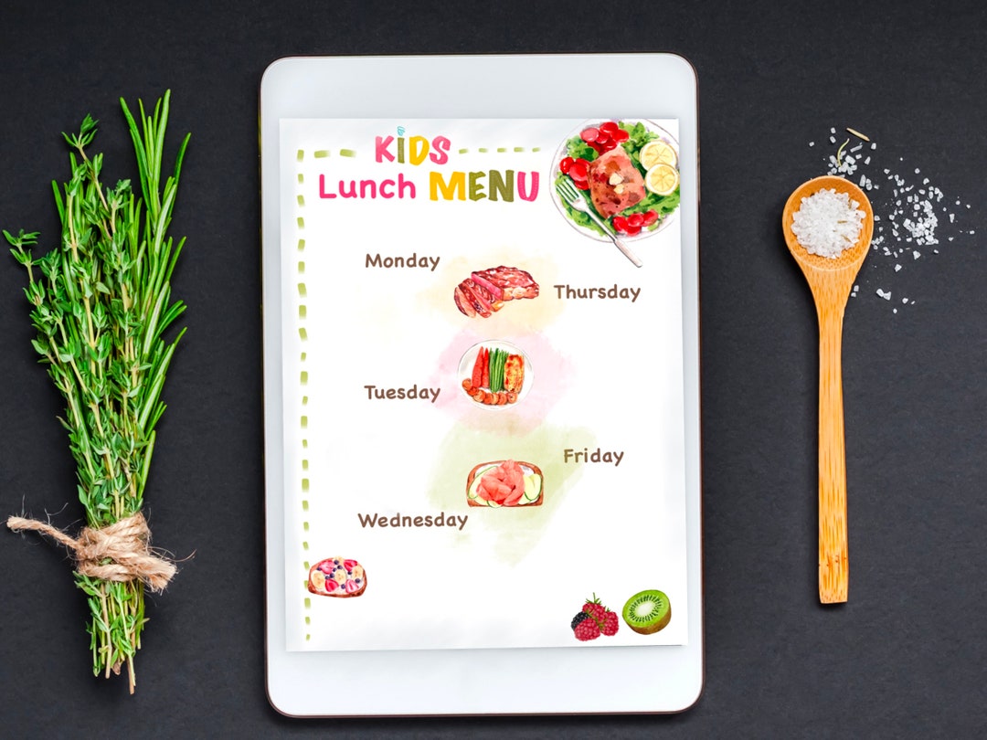 Editable Kids Menu Including Breakfast Lunch Dinner Weekly - Etsy