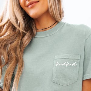 Mama Shirt, Comfort Colors Mama Shirt, Pocket Mama Shirt, Pregnancy Reveal Shirt, Mama Shirt, Mother&#39;s Day Tee, Minimalist Mama tee, Blanch