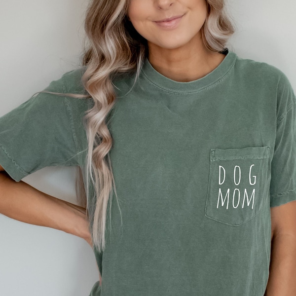 Dog Mom Pocket Shirt, Comfort Colors, Dog Mom TShirt, Dog Mom Gift, Dog Mom T Shirt, Dog Mom Tee, Dog Mom Shirt for Women, Fur Mama Shirt