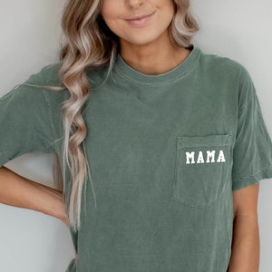 Mama Shirt, Comfort Colors Mama Shirt, Pocket Mama Shirt, Pregnancy Reveal Shirt, Mama Shirt, Mother&#39;s Day Shirt, Minimalist Mom Shirt