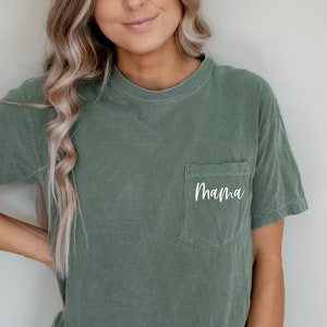 Mama Shirt, Comfort Colors Mama Shirt, Pocket Mama Shirt, Pregnancy Reveal Shirt, Mama Shirt, Mother&#39;s Day Shirt, Mother&#39;s Day Gift Tee