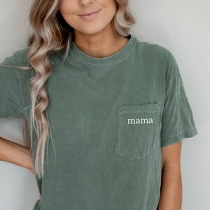 Mama Shirt, Comfort Colors Mama Shirt, Pocket Mama Shirt, Pregnancy Reveal Shirt, Mama Shirt, Mother&#39;s Day Shirt, Mother&#39;s Day Gift Tee