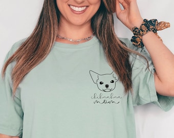 Comfort Colors Chihuahua Silhouette Shirt, Chihuahua Mom Shirt, Chihuahua Dad Shirt, Cute Chihuahua Lover Tee, Chihuahua Owner Gift Tshirt