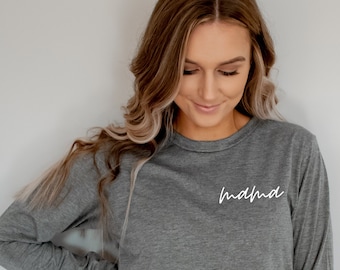 Mama Pocket Long Sleeve Shirt | Mama Long Sleeve Shirts For Women, Baby Shower Gift, Pregnancy Reveal Shirt, Gift For Mom, Mothers Day Gift