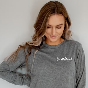 Mama Pocket Long Sleeve Shirt | Mama Long Sleeve Shirts For Women, Baby Shower Gift, Pregnancy Reveal Shirt, Gift For Mom, Mothers Day Gift