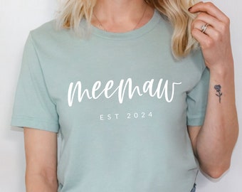 Meemaw grandma custom Est Shirt, Mama T Shirt, Funny Grandma Tee, Mothers Day Gift, Grandma Birthday Gift, Best Grandma, Mothers day gift