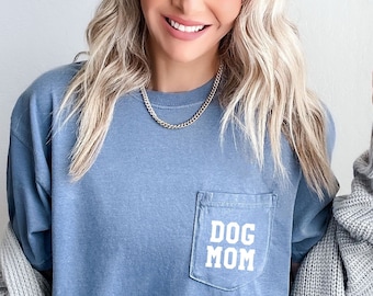 Dog Mom Pocket Shirt, Dog Mama Shirt, Dog Mom Gift, Dog Mom T shirt, Dog Mom T-Shirt, Dog Mom Tee, Fur Mama, Dog Mom Shirt for Women