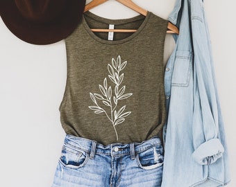 Wildflowers Plant Muscle Tank, Botanical Flower Tank Top, Floral Shirt, Gift for Women Boho Wildflower Muscle Tee