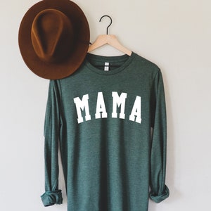 Mama Long Sleeve Shirt (Block) | Mama Long Sleeve Shirts For Women, Baby Shower Gift, Pregnancy announce, Gift For Mom, Mothers Day Gift