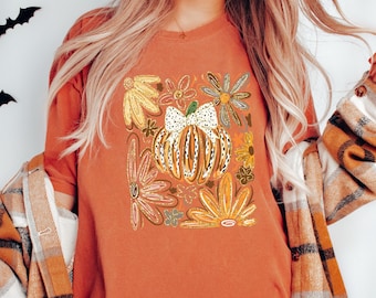 Comfort Color Fall Pumpkin Thanksgiving day Shirt | Turkey Pumpkin Autumn Fall Thanksgiving Shirt, Pumpkins Shirt, Checkered Pumpkin Shirt