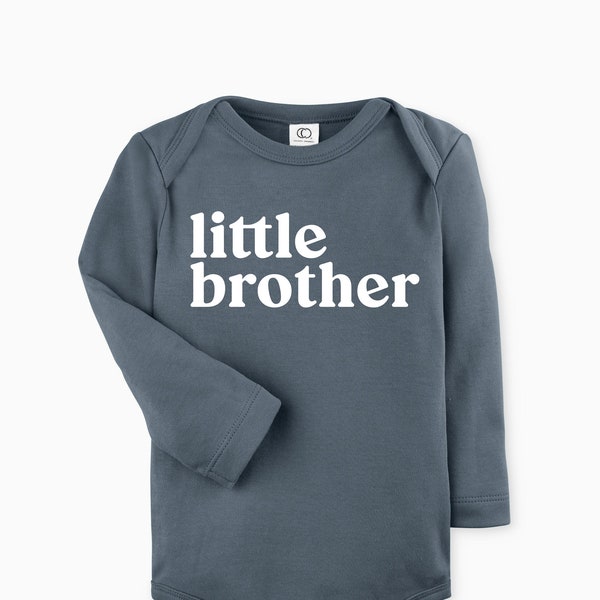 Organic Cotton Little brother Long sleeve bodysuit, Lil bro Newborn bodysuit, Little bro bodysuit, Pregnancy announcement, boy mama gift