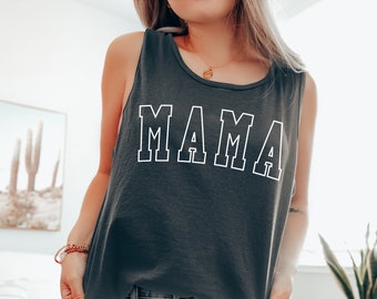 Comfort Colors Tank Top, Mama Tank Top, Mama Shirt, Varsity Mama, Mom Shirt, Gift For Mom, Summer Shirt, Beach Shirt, Beach Tank, Graphic