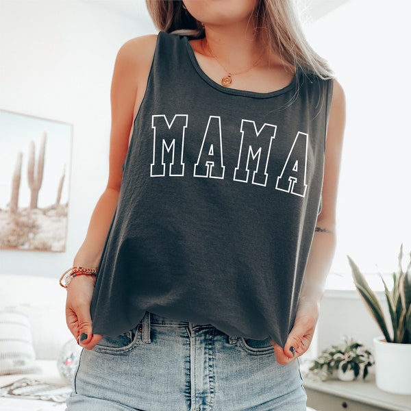 Comfort Colors Tank Top, Mama Tank Top, Mama Shirt, Varsity Mama, Mom Shirt, Gift For Mom, Summer Shirt, Beach Shirt, Beach Tank, Graphic
