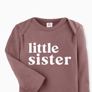 Organic Cotton Little Sister Long sleeve bodysuit, Lil Sis Newborn bodysuit, Little Sis bodysuit, Pregnancy announcement, girls shirt