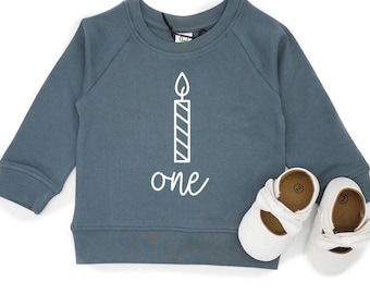 Organic Cotton One candle First Birthday Toddler Pullover, 1st Birthday Shirt, One Birthday one Toddler Shirt, First Birthday Party Shirt