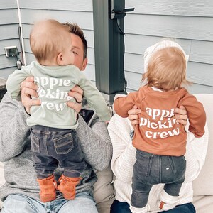 Apple Picking Crew Baby and Toddler Organic Cotton Pullover - Pumpkin patch Shirt, Thanksgiving Tee, Cute Fall tee, Kids Fall Pullover