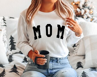 Mom Long Sleeve Shirt (Block) | Mama Long Sleeve Shirts For Women, Baby Shower Gift, Pregnancy announce, Gift For Mom, Mothers Day Gift