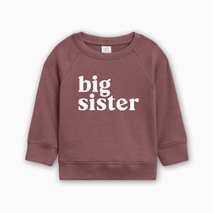 Grande soeur biologique pour tout-petits (empattements) | Pull ras du cou pour tout-petit soeur, sweat-shirt assorti pour maman et bébé, pull pour tout-petit personnalisé