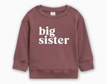 Grande soeur biologique pour tout-petits (empattements) | Pull ras du cou pour tout-petit soeur, sweat-shirt assorti pour maman et bébé, pull pour tout-petit personnalisé