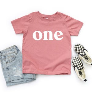 Bold One Period 1st Birthday Shirt, Baby Girls and Baby Boys First Birthday and Cake Smash Outfit, Retro Vintage One First Birthday Shirt image 6