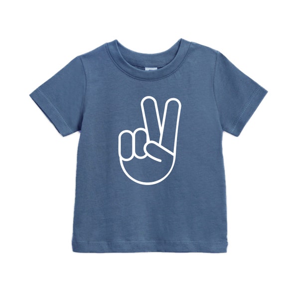 Two hand fingers peace birthday | boy girl Birthday T-shirt, birthday Party Shirt, Second Birthday Tee, 2nd Two Birthday Party Shirt