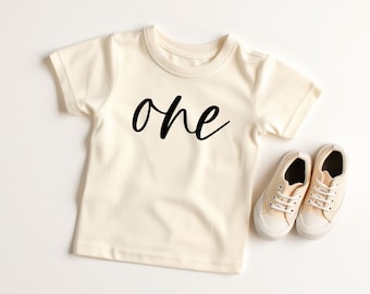 Cursive One Period 1st Birthday Shirt Baby Girls and Baby Boys First Birthday and Cake Smash Outfit, Retro Vintage One First Birthday Shirt