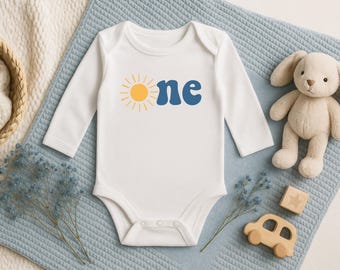 One birthday Sun Theme Baby bodysuit - First birthday party, 1st birthday boy, 1st birthday girl outfit, bodysuit, One birthday