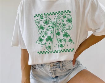 Comfort Colors Shamrock ribbon Shirt, Womens patrick Shirt, St Patricks Day Shirt, Shenanigans Begin, Funny Irish Shirt, Saint Patricks Day