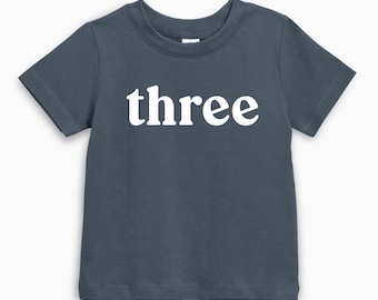 Organic Cotton Three birthday cake shirt, Minimalist Third birthday baby shirt | Three Birthday shirt, Toddler birthday boy, birthday girl