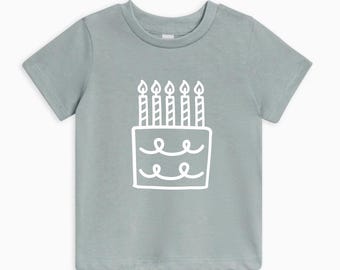 Organic Cotton Five birthday candle cake shirt, Minimal birthday baby shirt | Baby 5th Birthday shirt, Toddler birthday boy, birthday girl