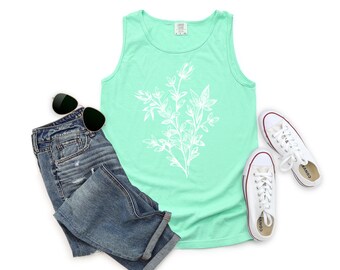 Women's Sunflower Graphic Tank Top - Loose Sleeveless Summer Top, Round Neck, Colorful Flower Print - View #8