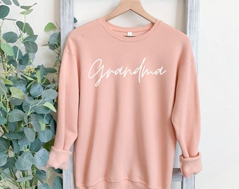 Grandma Sweatshirt, Nana Crewneck sponge fleece Sweatshirt Gift | Gigi Sweater, Baby Shower Gift, Pregnancy announce, Gift for Mom