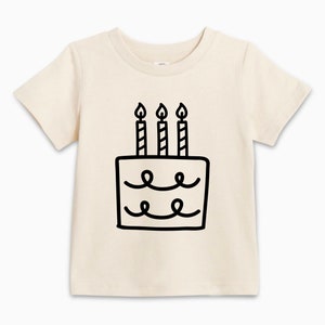 Organic Cotton Three birthday Cake Shirt, Third Birthday Toddler Shirt, 3rd Candle Shirt, Three Birthday Shirt, 3rd kid Birthday Party Shirt
